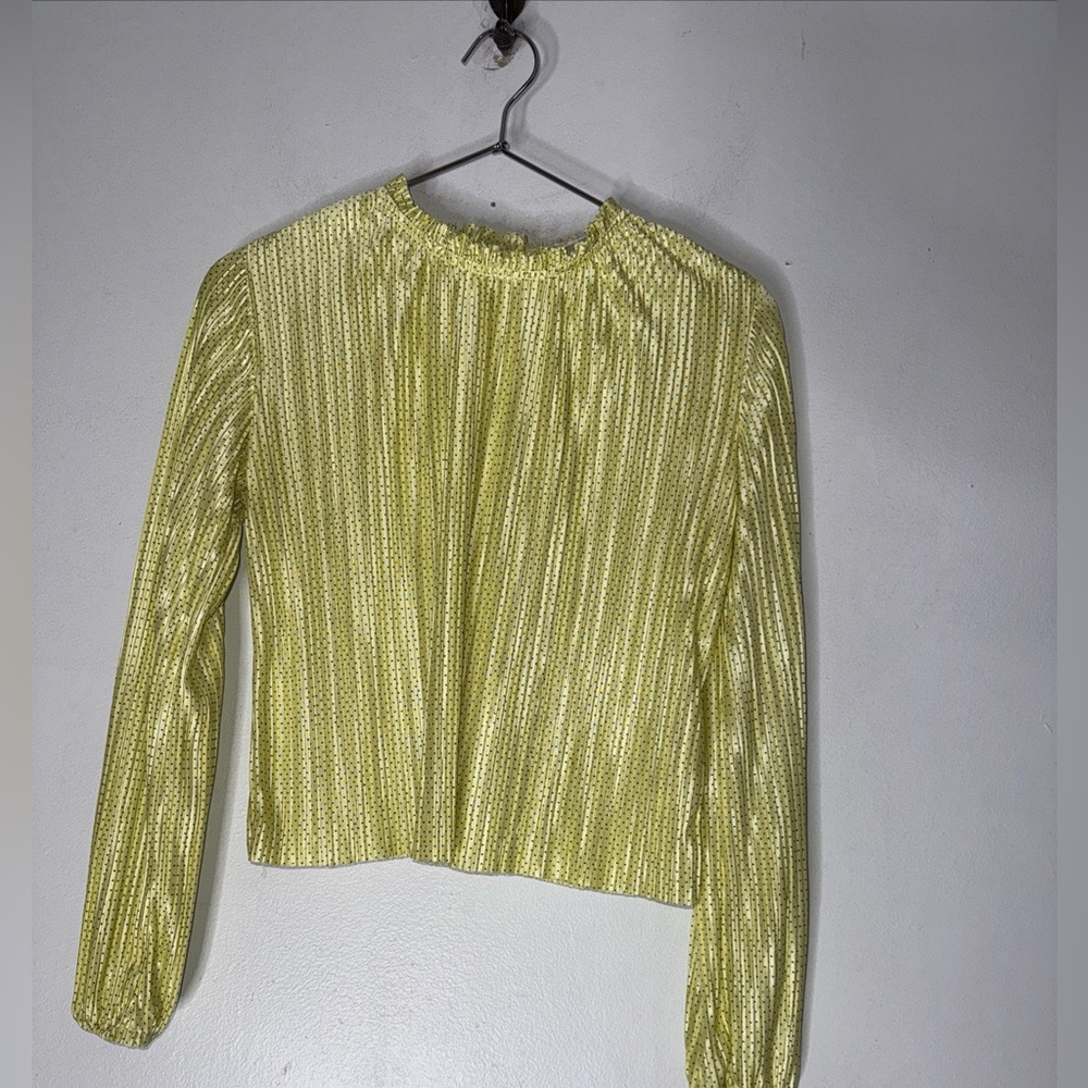miss selfridgeβ Satin Yellow Polka Dot Pleated Blouse Size 4